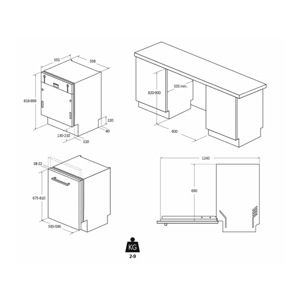 Haier XS 4A4M4PB beépíthető 14 terítékes mosogatógép