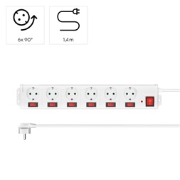 Hama 00223159 6 aljzat 1,4m fehér kapcsolós elosztó