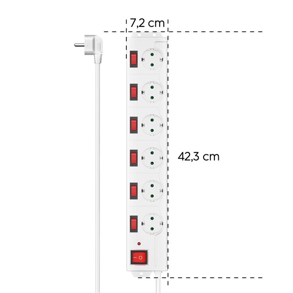 Hama 00223159 6 aljzat 1,4m fehér kapcsolós elosztó