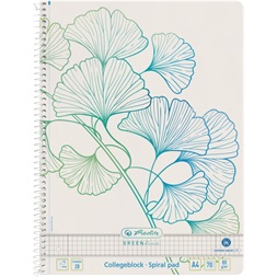 Herlitz GREENline Ginkgo A4 70lapos kockás spirálfüzet