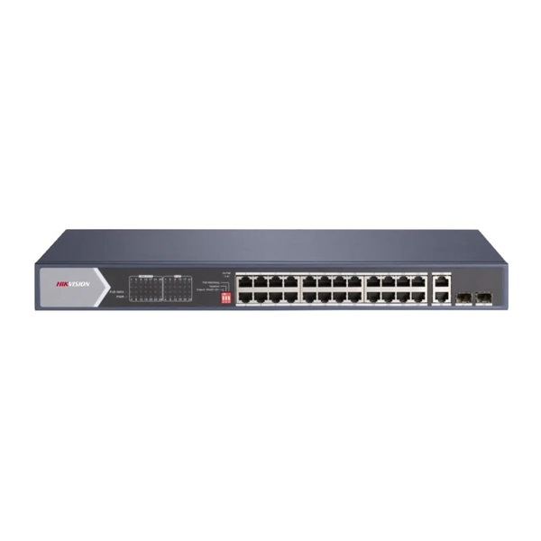 Hikvision DS-3E0528HP-E (24 port 1000Mbps, 370W, 2x RJ45, 2xSFP) PoE Switch