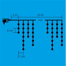 Home KKF 608/WH 5x20m/600 LED/kül-beltéri hidegfehér LED-es karácsonyi fényfüggöny