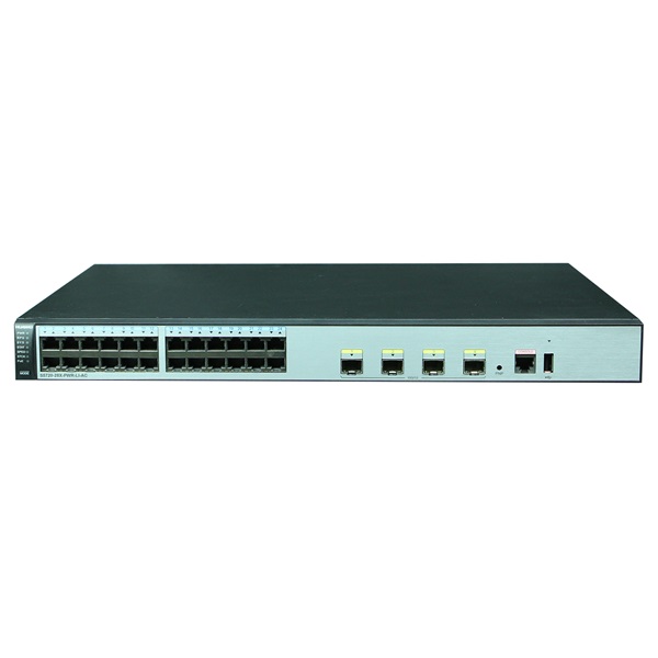 Huawei S5720-28X-PWR-LI-AC 24xGbE PoE+ LAN 4x10GbE SFP+ 370W PoE+ L3 menedzselhető switch