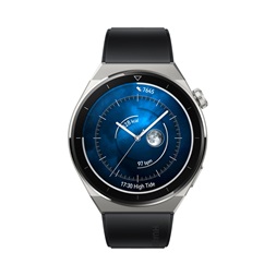 Huawei Watch GT 3 Pro (46mm) fekete szilikon pántos ezüst okosóra