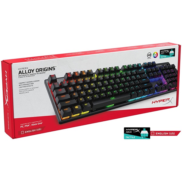 HyperX Alloy Origins (AQUA switches) US világító gamer billentyűzet