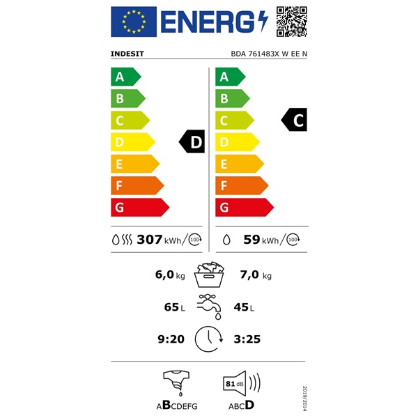 Indesit BDA 761483X W EE N elöltöltős mosó-szárítógép