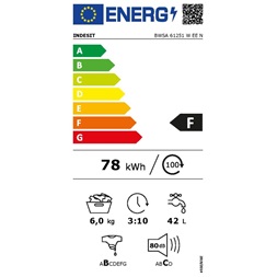 Indesit BWSA 61251 W EU N keskeny elöltöltős mosógép