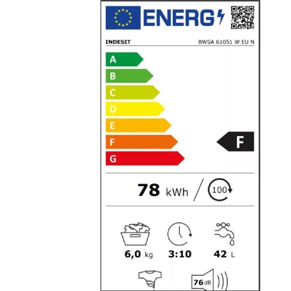 Indesit BWSA 61294 W EU N keskeny 6 kg elöltöltős mosógép