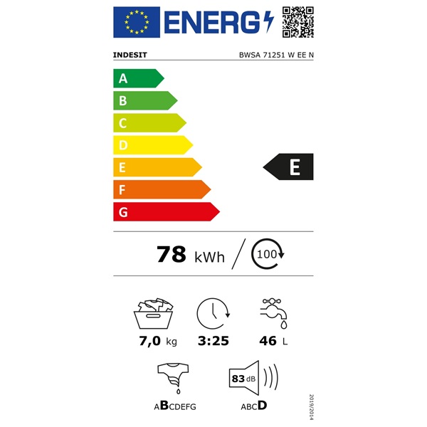 Indesit BWSA 71251W EE N elöltöltős mosógép