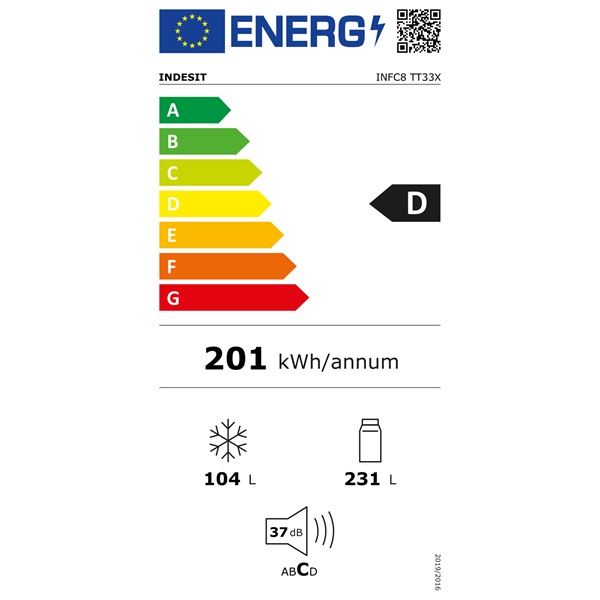 Indesit INFC8 TT33X inox alulfagyasztós hűtőszekrény