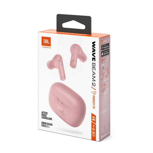 JBL Wave Beam 2 True Wireless Bluetooth aktív zajszűrős pink fülhallgató