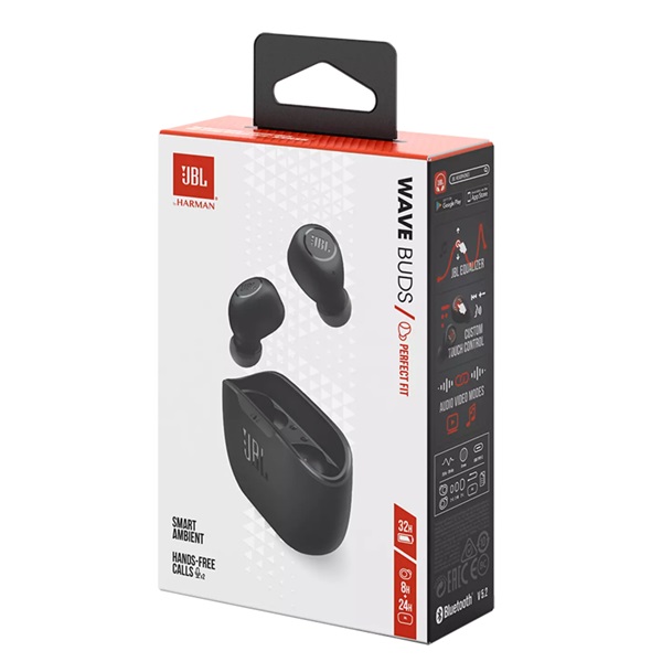 JBL Wave Buds BLK True Wireless Bluetooth fekete fülhallgató