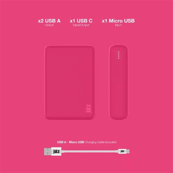 Juice JUI-PBANK-3-ECO-RASP ECO 3 10000mAh 15W rózsaszín power bank