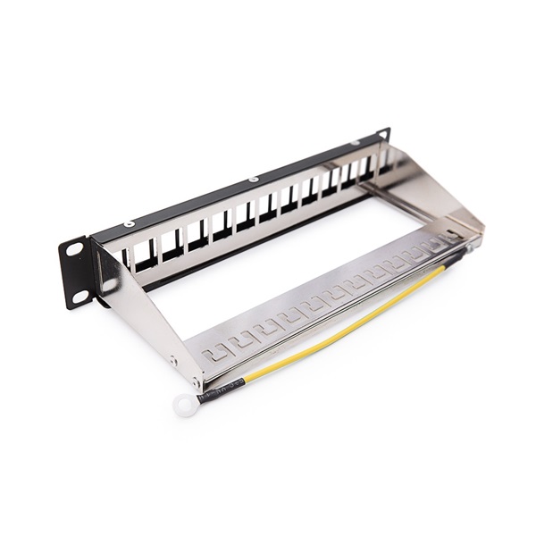 KE-Line 10“ 1U 12 port moduláris fekete üres patch panel