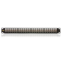 KE-Line Cat6A Moduláris árnyékolt Patch panel 24xRJ45/s, fekete