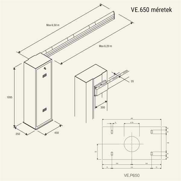 KIT-VE650 BENINCA 6,5 méteres karral sorompó szett