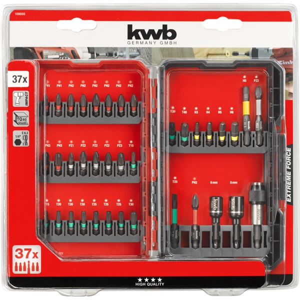 KWB 49109000 PROFI IMPACT torziós 37 db-os bit készlet