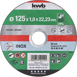 KWB 49712112 AKKU-TOP EXTRA INOX 125x22,23x1,0 mm vágótárcsa