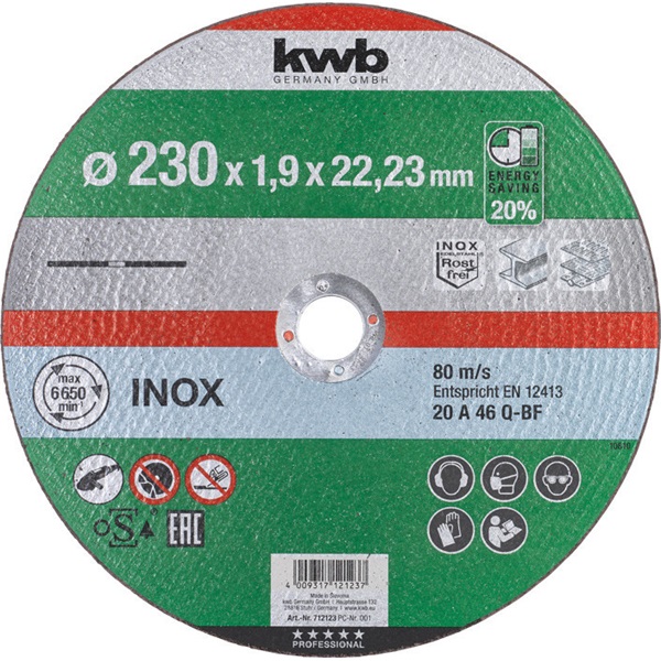 KWB 49712123 AKKU-TOP EXTRA INOX 230x22,23x1,9 mm vágótárcsa