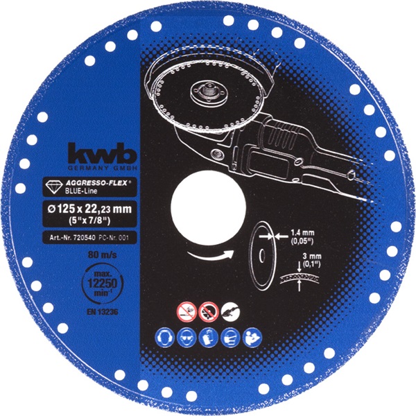 KWB 49720540 PROFI BLUE-LINE AGGRESSO-FLEX TCG 125x22,23x3,0x1,2 mm vágótárcsa