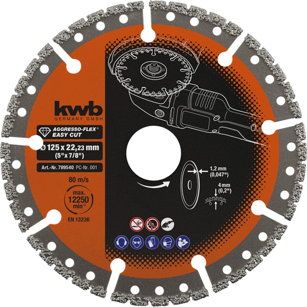 KWB 49789540 PROFI AGGRESSO-FLEX EASY CUT UNIVERSAL 125x22,23x4,0x2,2 mm gyémántvágótárcsa