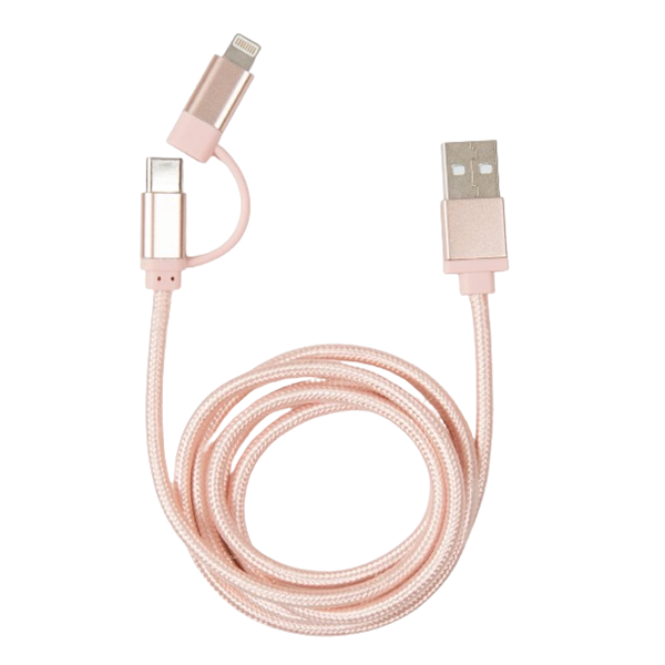 Kikkerland US237-RG fonott USB-C Lightning rózsaarany kábel