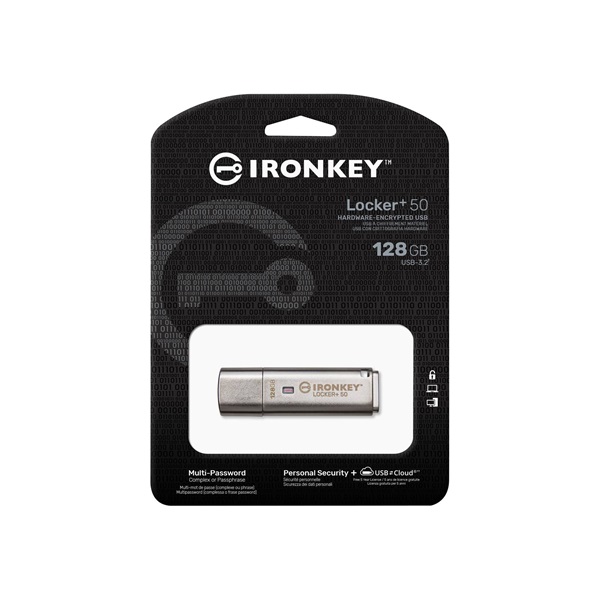 Kingston 128GB USB3.2 Gen1 A IronKey Locker+ 50 (IKLP50/128GB) Flash Drive