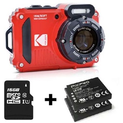 Kodak Pixpro WPZ2 vízálló/porálló/ütésálló digitális piros fényképezőgép + 16Gb microSd + akkumulátor