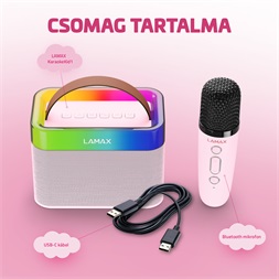 LAMAX KaraokeKid1 Pink 10W rózsaszín gyermek karaoke hangszóró