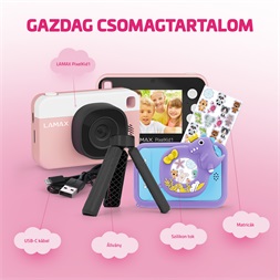 LAMAX PixelKid1 Pink Full HD 8MP rózsazsín gyerek fényképezőgép és kamera