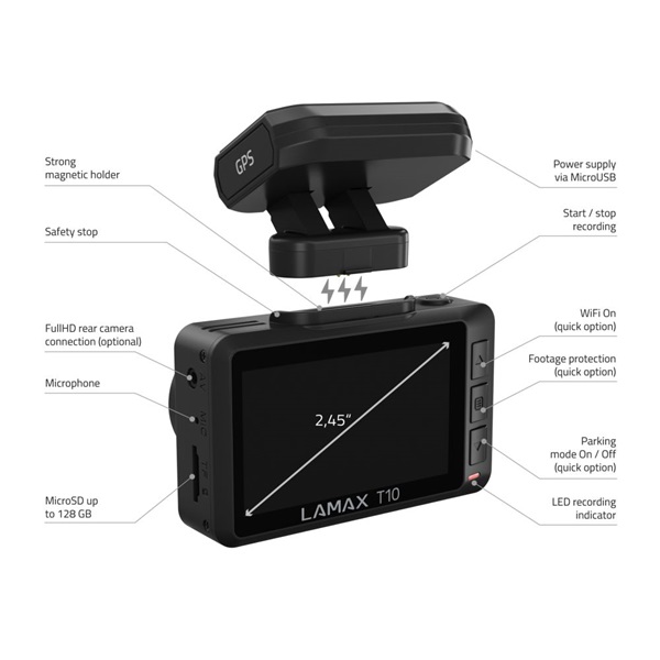 LAMAX T10 4K GPS autós menetrögzítő kamera