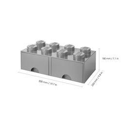 LEGO Fiókos tárolódoboz 2x4, szürke