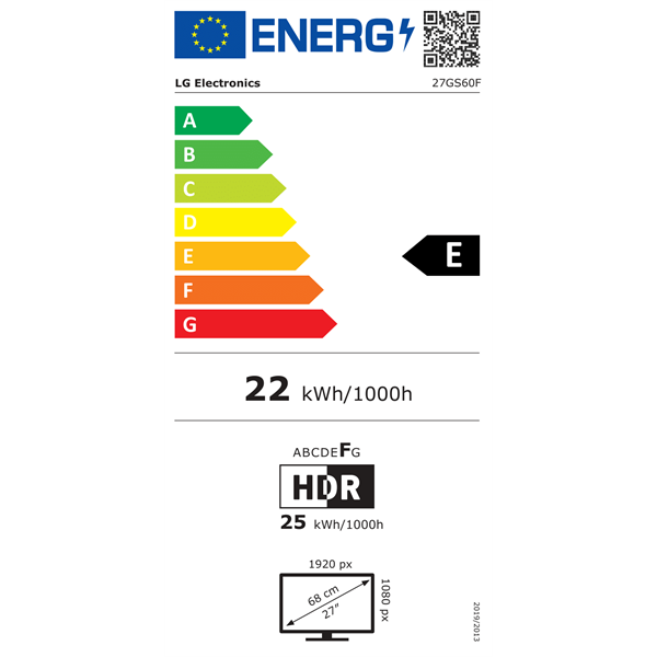 LG 27" 27GS60F-B UltraGear FHD IPS 180Hz HDMI/DP gamer monitor