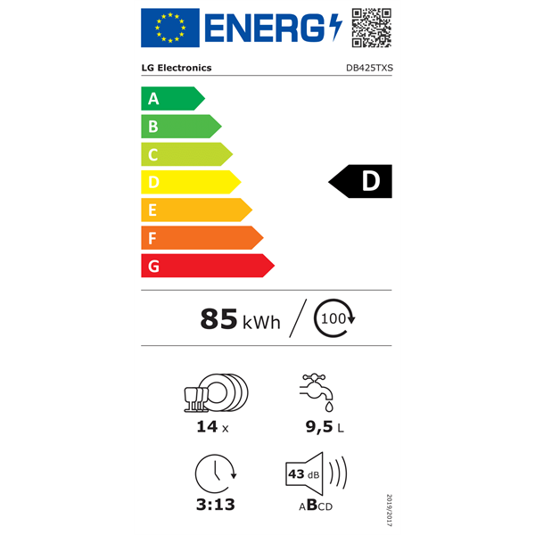 LG DB425TXS beépíthető 14 terítékes mosogatógép