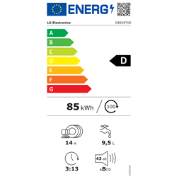 LG DB425TXS beépíthető 14 terítékes mosogatógép