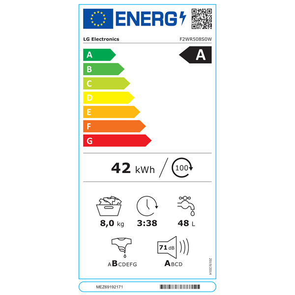 LG F2WR508S0W keskeny 8 kg elöltöltős mosógép