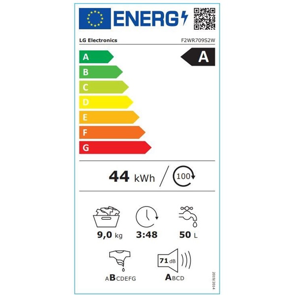 LG F2WR709S2W 9 kg elöltöltős mosógép