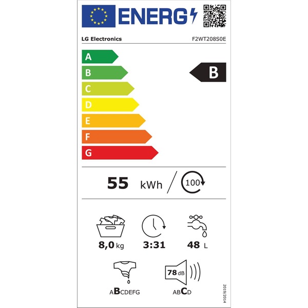 LG F2WT208S0E 8 kg elöltöltős mosógép