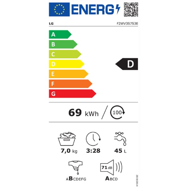 LG F2WV3S7S3E keskeny 7 kg elöltöltős mosógép