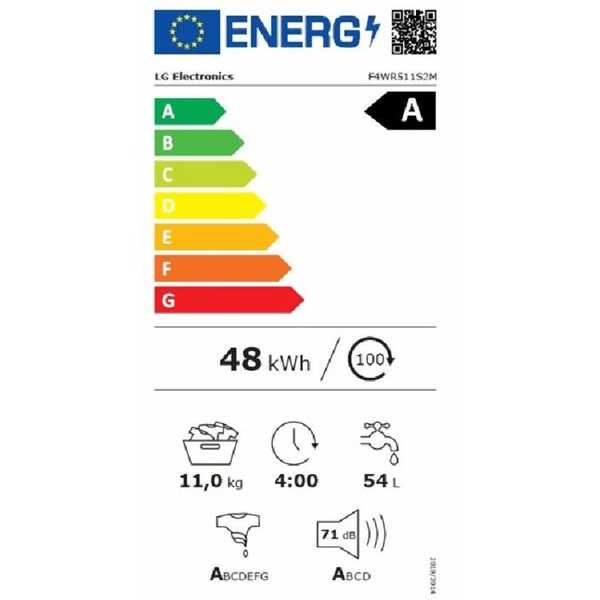 LG F4WR511S2M sötét inox 11 kg elöltöltős mosógép