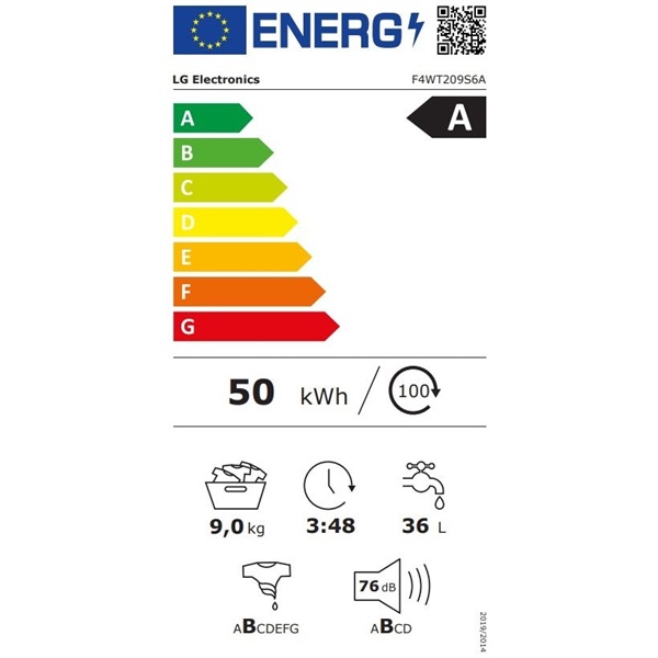 LG F4WT209S6A 9 kg elöltöltős mosógép