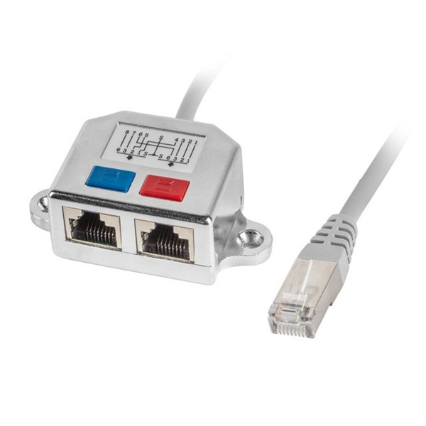 Lanberg AD-0026-S 15cm árnyékolt RJ45/RJ45 lengő Y elosztó