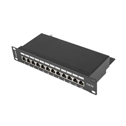 Lanberg PPF5-9012-B 10"/1U 12port Cat5e FTP árnyékolt fekete patch panel