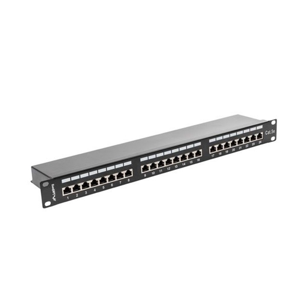 Lanberg PPS5-1024-B 19"/1U 24port Cat5e FTP árnyékolt fekete patch panel