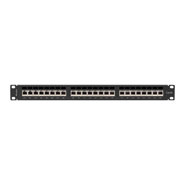 Lanberg PPSA-1024-B 19"/1U 24port Cat6A FTP árnyékolt fekete patch panel