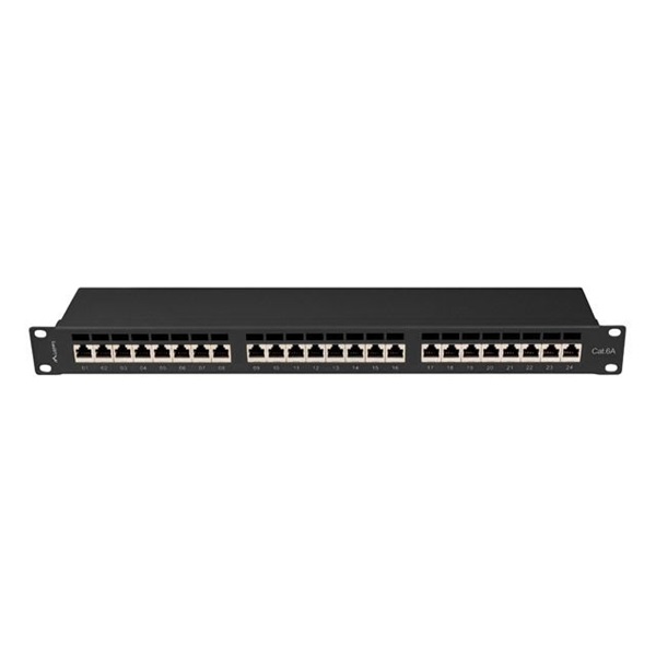 Lanberg PPSA-1024-B 19"/1U 24port Cat6A FTP árnyékolt fekete patch panel