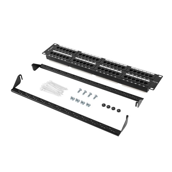 Lanberg PPU5-2048-B 19" 2U 48port Cat5e UTP árnyékolatlan fekete patch panel