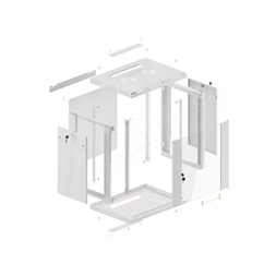 Lanberg WF01-6412-10S 19" 12U SZÉL:600 MÉLY:450 MAG:645 lapraszerelt üvegajtós szürke fali rack szekrény