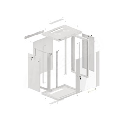 Lanberg WF01-6415-10S 19" 15U SZÉL:600 MÉLY:450 MAG:774 lapraszerelt üvegajtós szürke fali rack szekrény