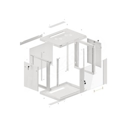 Lanberg WF01-6606-10S 19" 9U SZÉL:600 MÉLY:450 MAG:512 lapraszerelt üvegajtós szürke fali rack szekrény